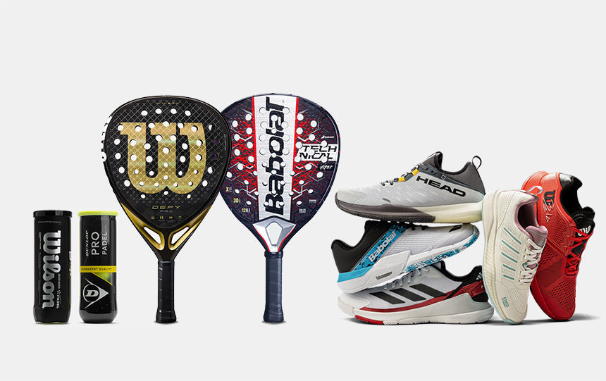 padel balls racquets and shoes wilson babolat dunlop head k-swiss adidas