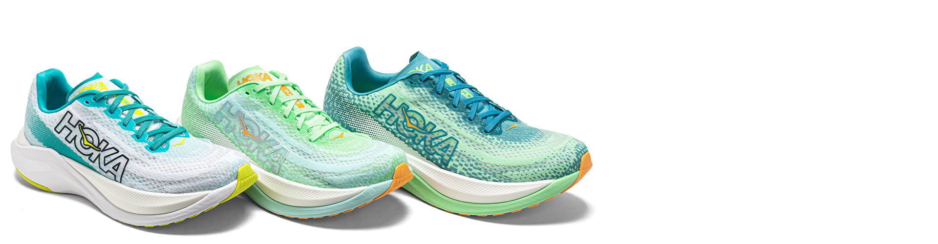 hoka mach x running shoes on white background
