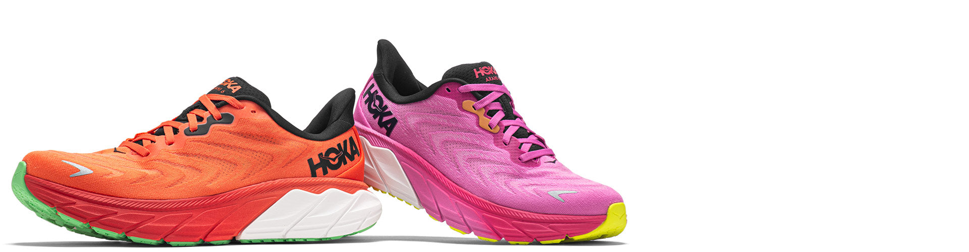 hoka arahi 6 running shoes on white background