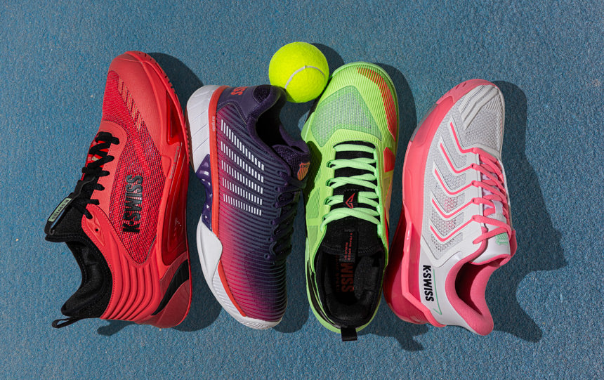 kswiss tennis shoes on tennis court