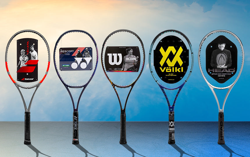 tennis racquets on blue background