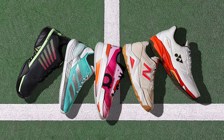 tennis shoes on court