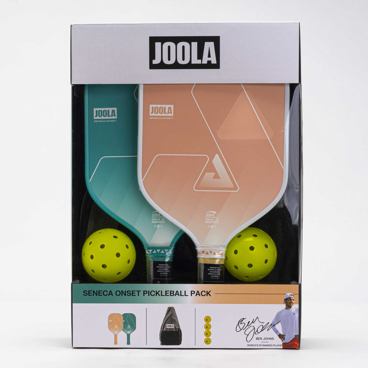 JOOLA Onset Pickleball Pack(2 Paddles,4 Balls,Square Bag)