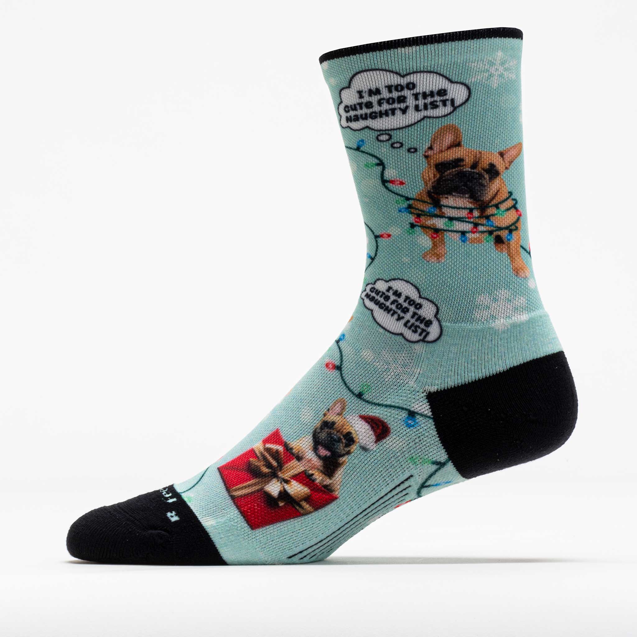 Feetures Elite Light Cushion Mini Crew Sock Santa Paws Edition