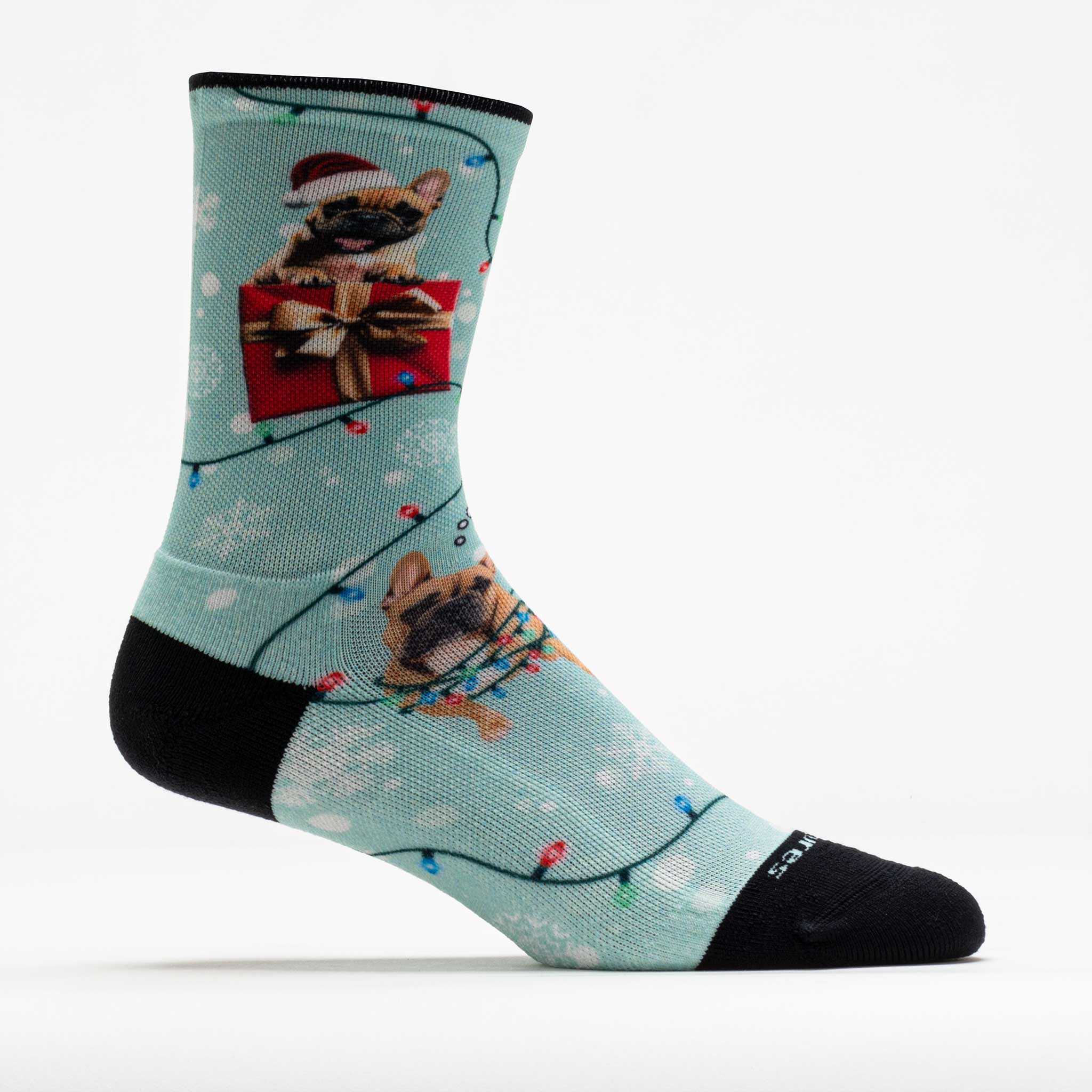 Feetures Elite Light Cushion Mini Crew Sock Santa Paws Edition