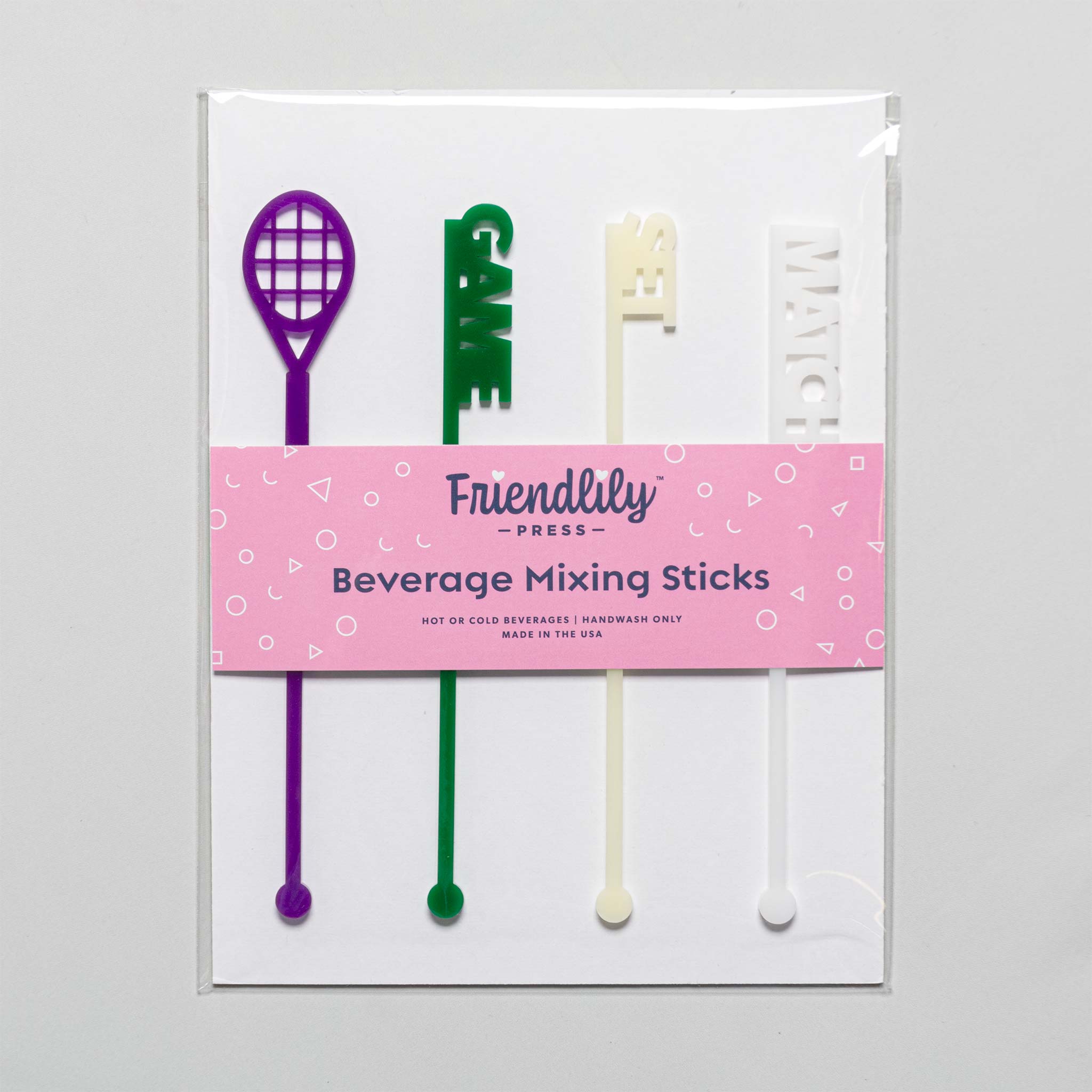 Friendlily Press Tennis Acrylic Drink Stirrer Set