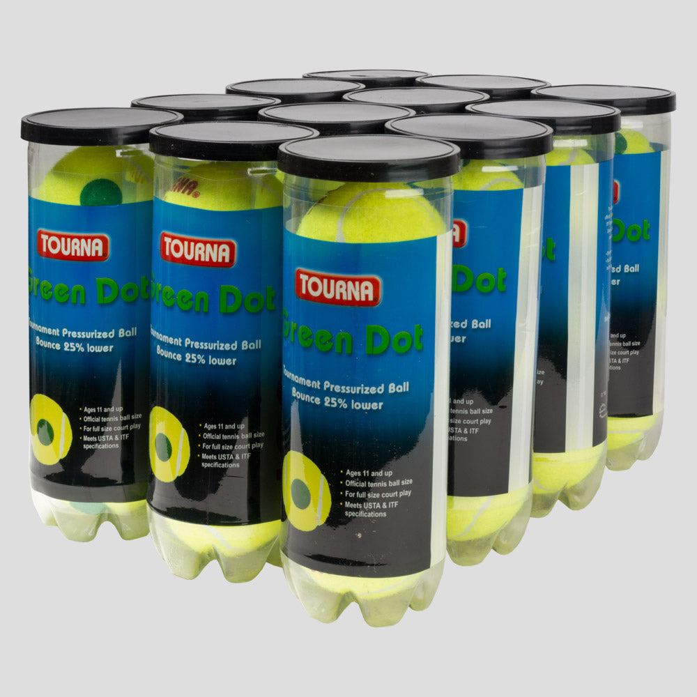 Tourna Pressurized Green Dot 12 Cans – Holabird Sports