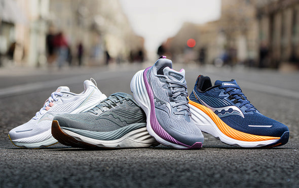 Saucony Hurricane running shoes on white background