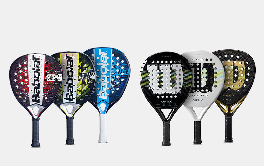 padel racquets on white background adidas babolat tecnifibre