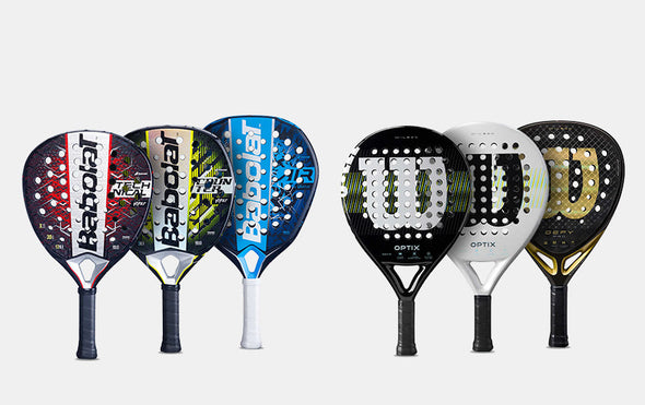 padel racquets on white background adidas babolat tecnifibre