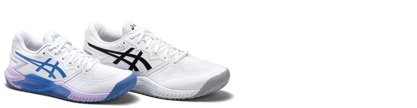 asics gel challenger 13 tennis shoes on white background