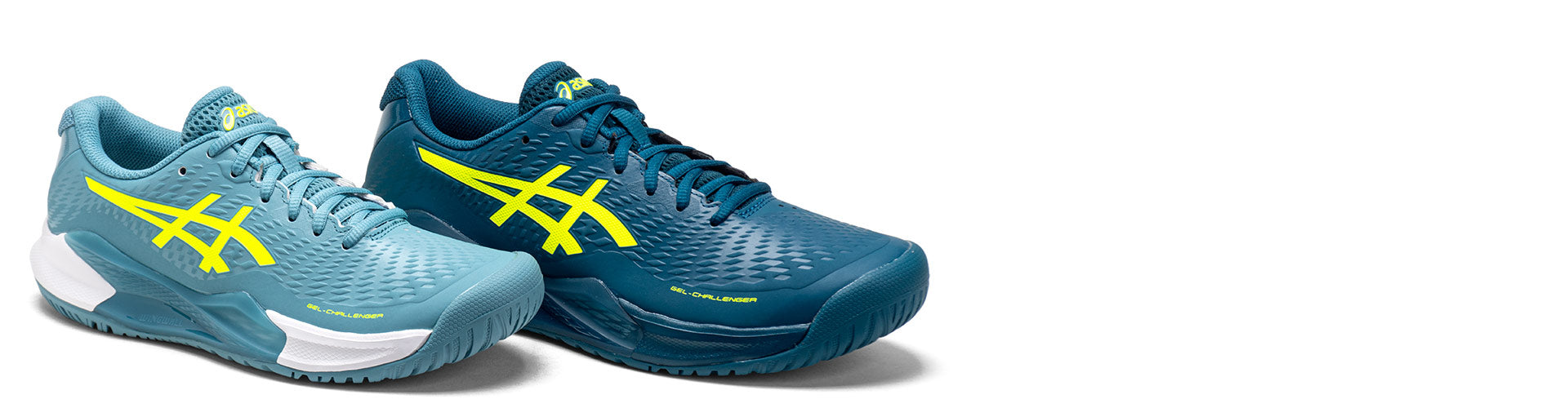 asics gel challenger tennis shoes on white background
