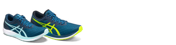 asics gel hyperspeed running shoes on white background