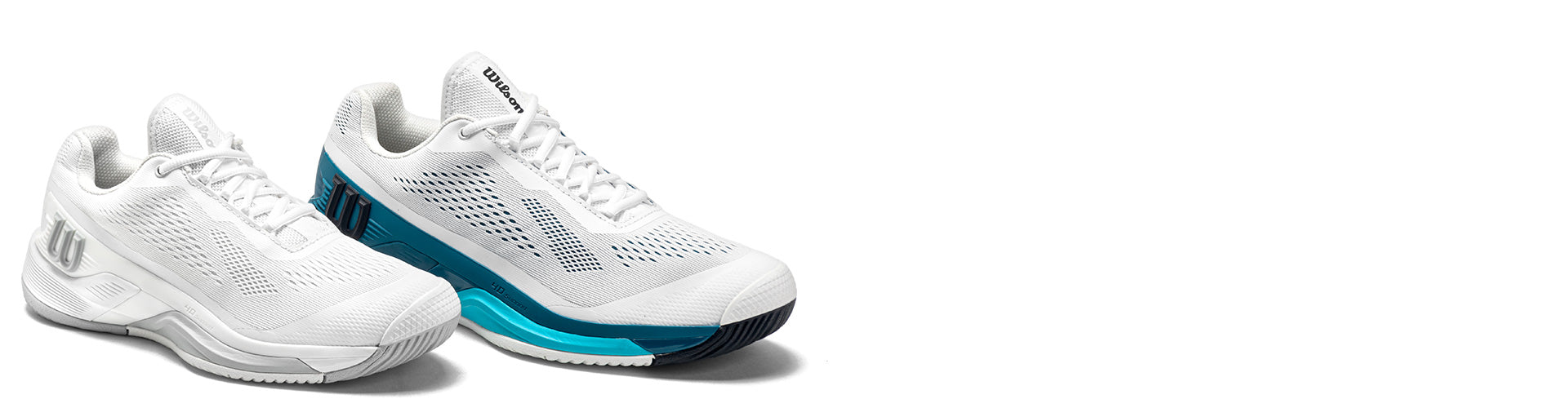 wilson rush pro 4.0 tennis shoes on white background