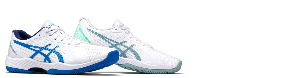 asics solution swift ff tennis shoes on white