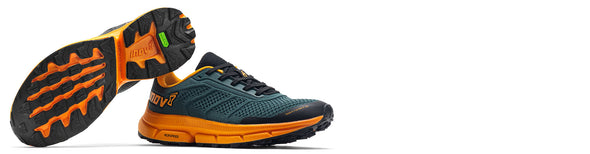 inov-8 trailfly ultra g 280 trail running shoes on white background