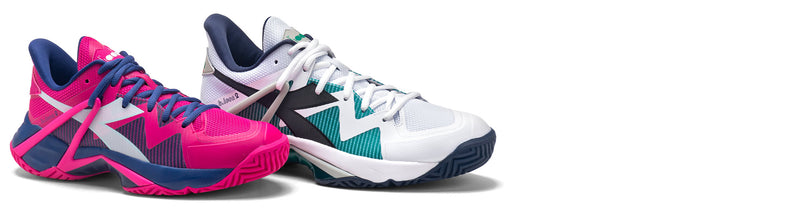 diadora bicon tennis shoes on white background