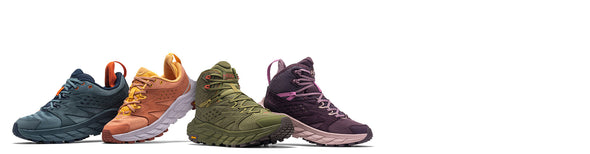 hoka anacapa breeze mid and low hiking shoes on white background