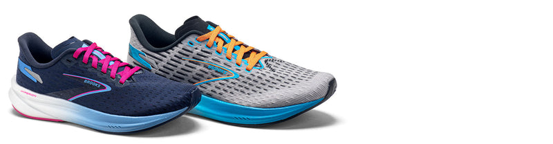brooks hyperion running shoes on white background