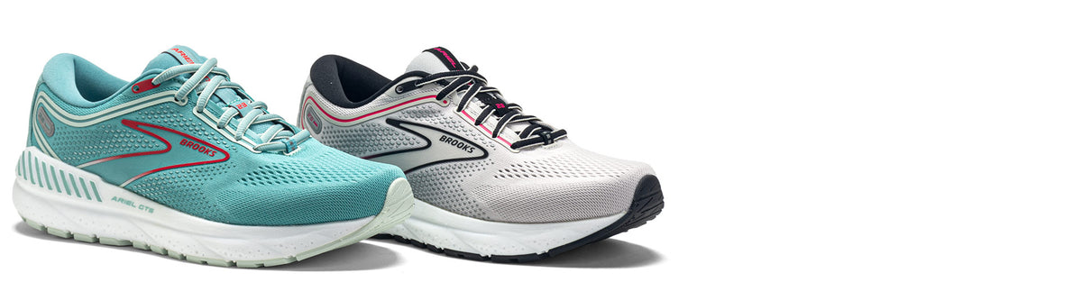 brooks ariel gts 23 running shoes on white background