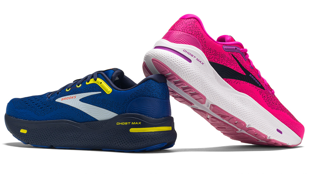 brooks ghost max running shoes on white background