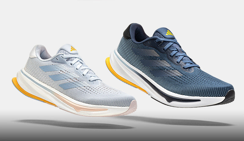 adidas supernova rise running shoes on white background