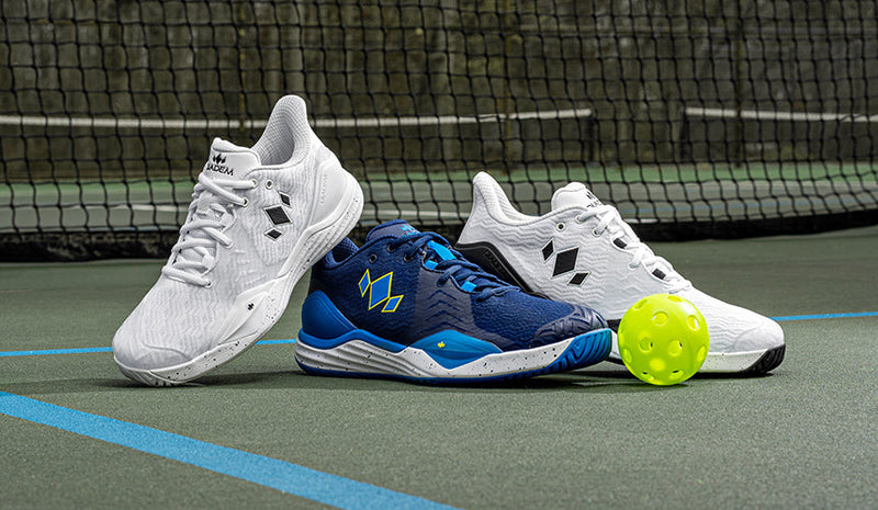 diadem pickleball shoes on pickleball court