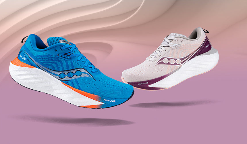 saucony triumph 22 floating over colorful background