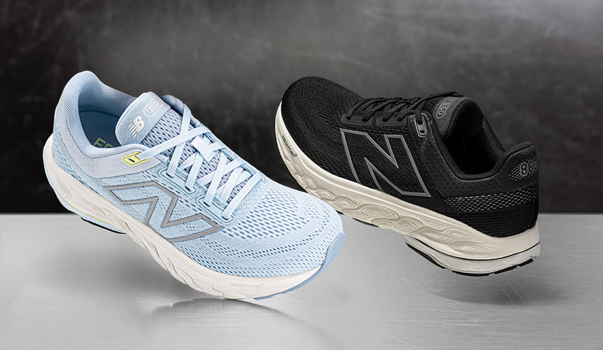 new balance 860v14 running shoes floating on reflective surface
