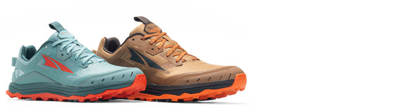 altra lone peak 6 trail running shoes on white background