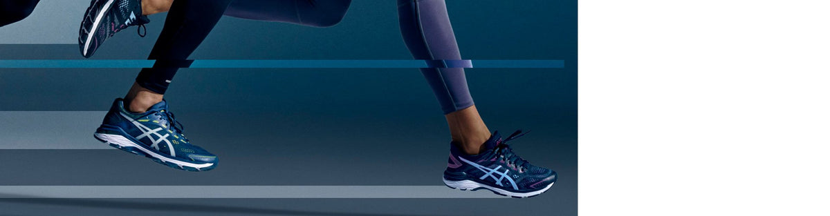 People running in ASICS running shoes