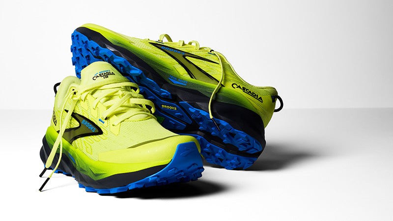 Brooks Cascadia 19 trail running shoes on a white background