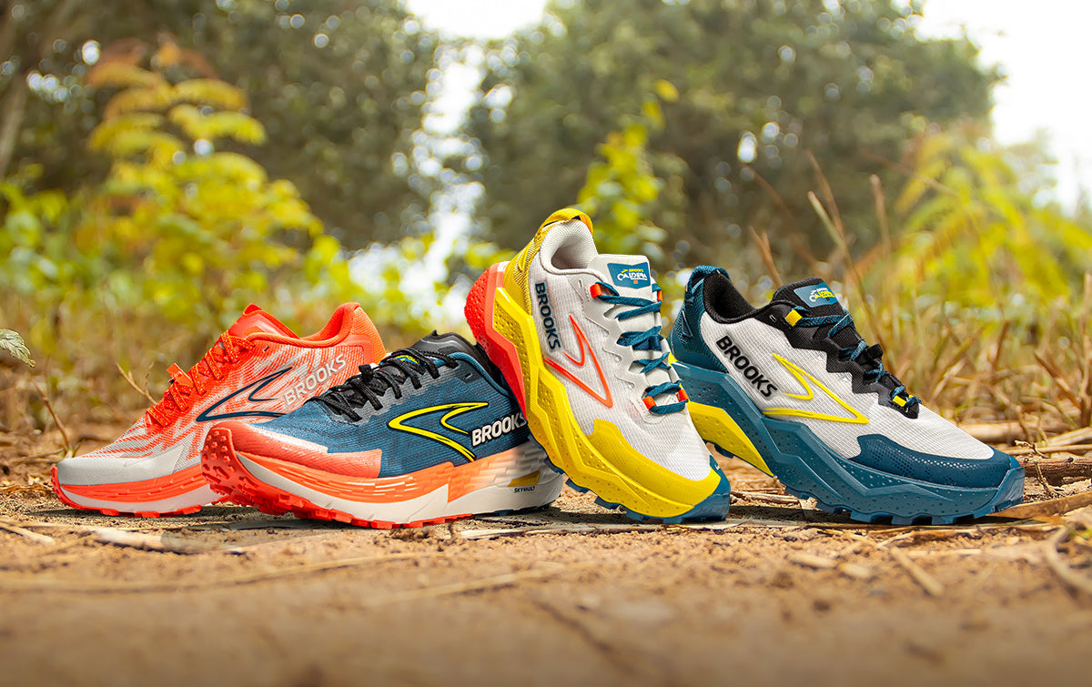 brooks trail running shoes on trail