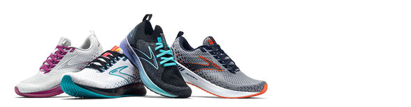 Brooks Levitate 5 along with StealthFit and GTS versions displayed on a clean white background.