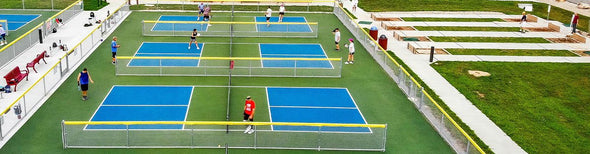 Pickleball players on court