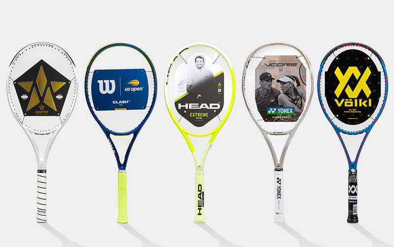 tennis racquets on white background babolat solinco head yonex head diadem