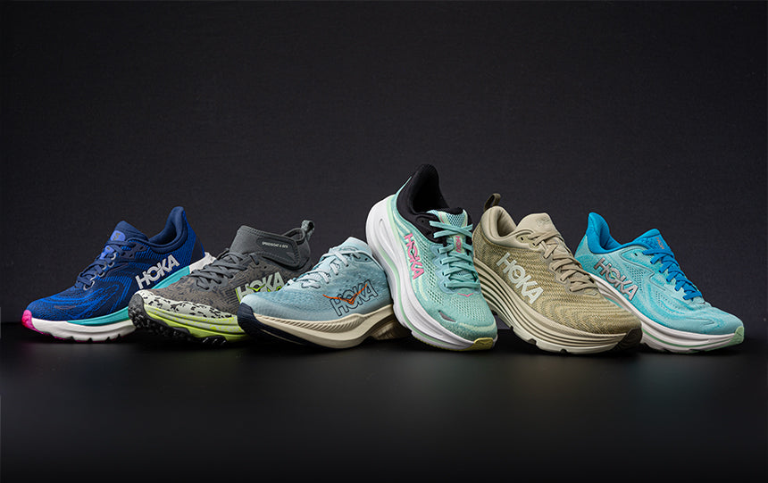 HOKA Price Drops shoes on black background