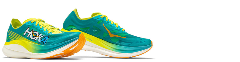 hoka rocket x 2 running shoes on white background