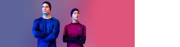 Man and woman in Mizuno running gear
