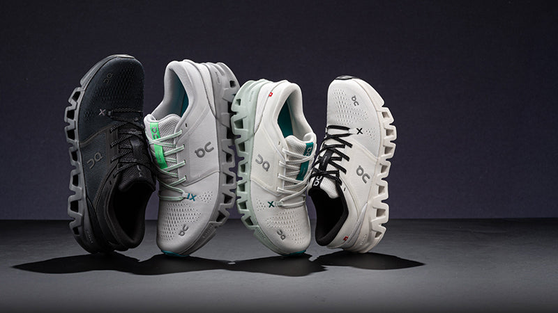 Four On Cloud X 5 training shoes in dark studio setting