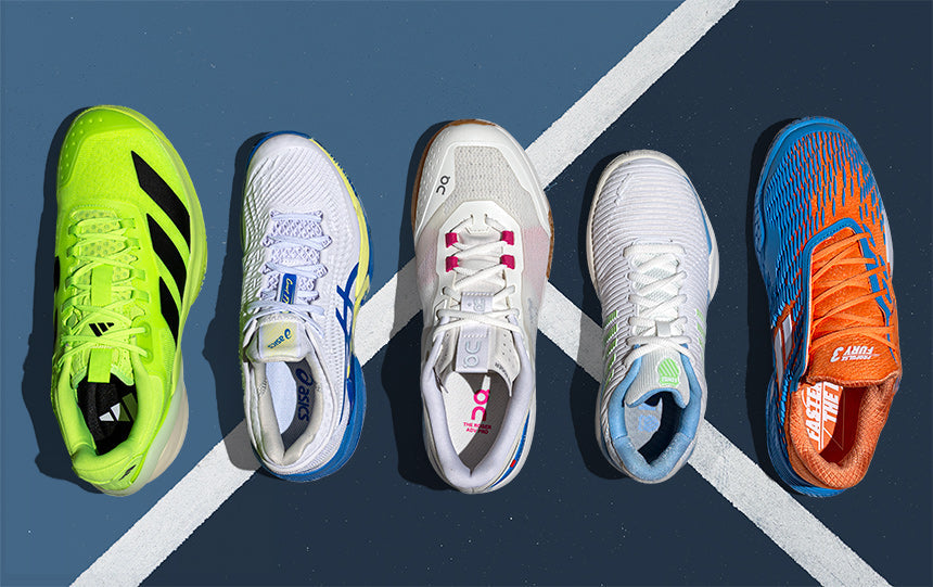 tennis shoes on court