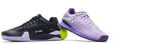 yonex power cushion eclipsion tennis shoes on white background