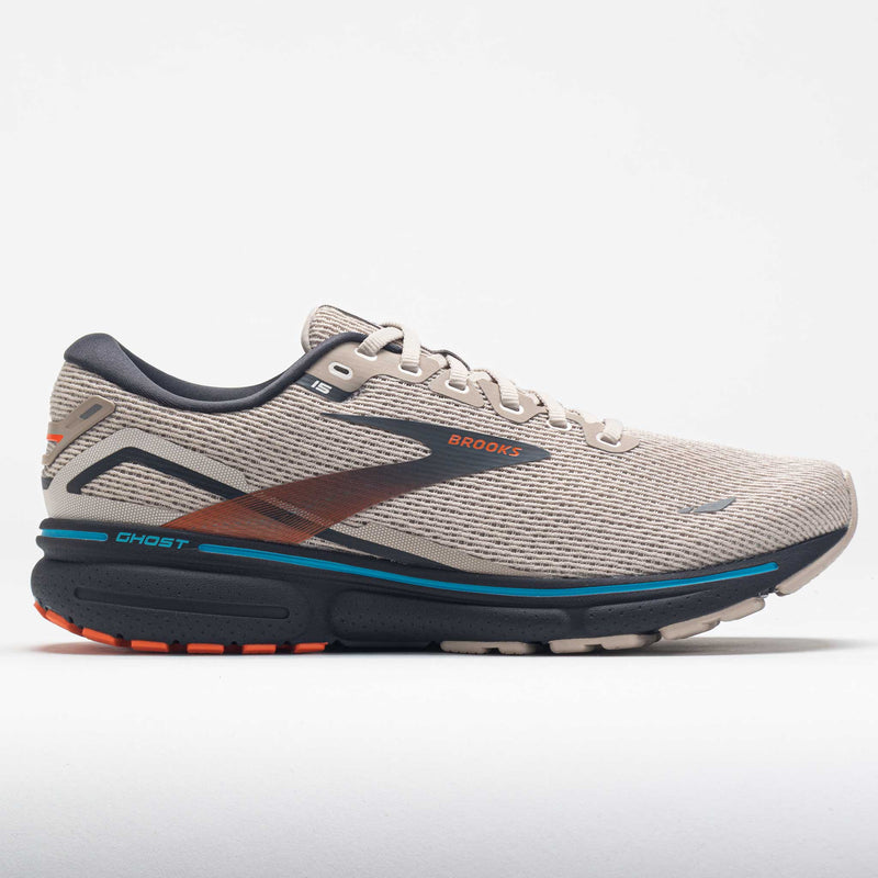 Brooks Ghost 15 Men's White Sand/Red Orange/Blue