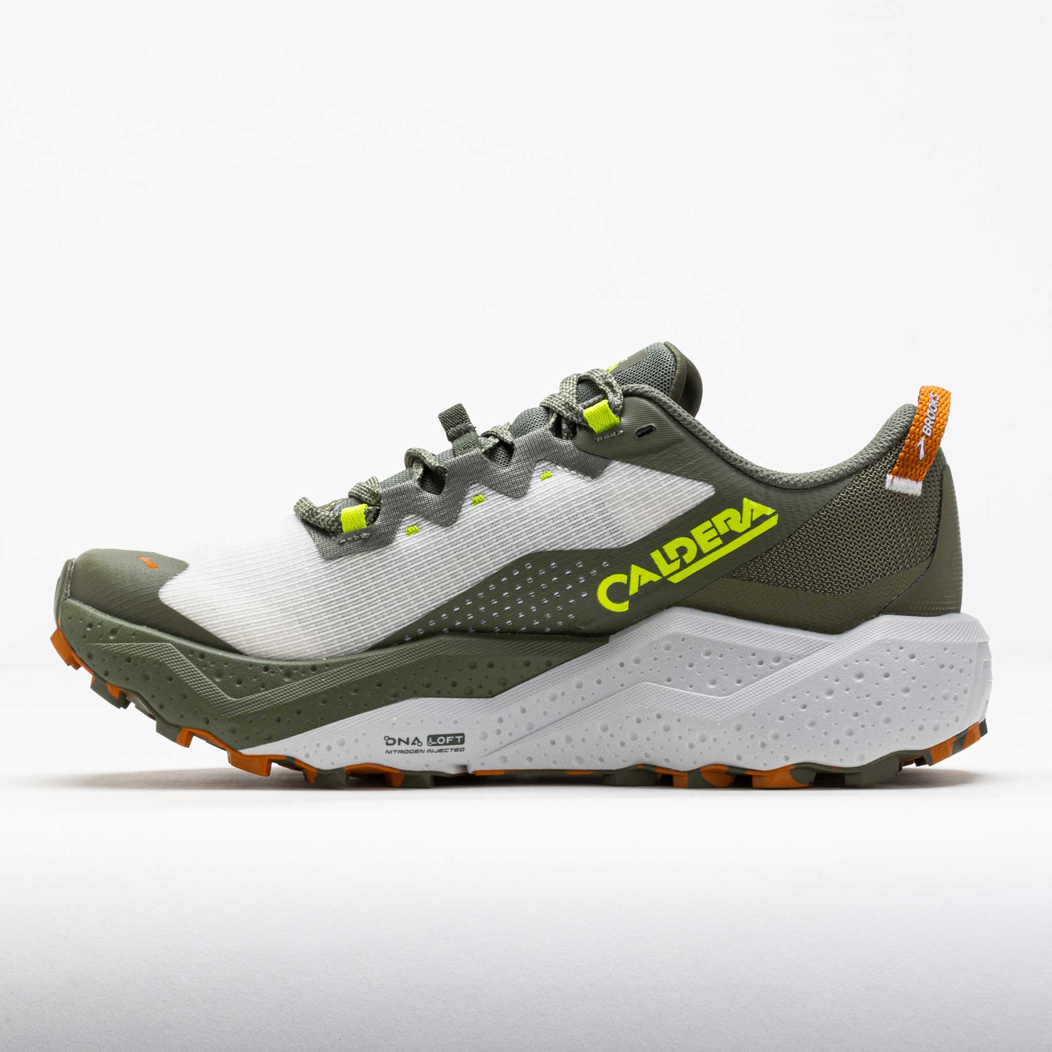 Brooks Caldera 8 Men's Dusty Olive/Lime/Oyster – Holabird Sports
