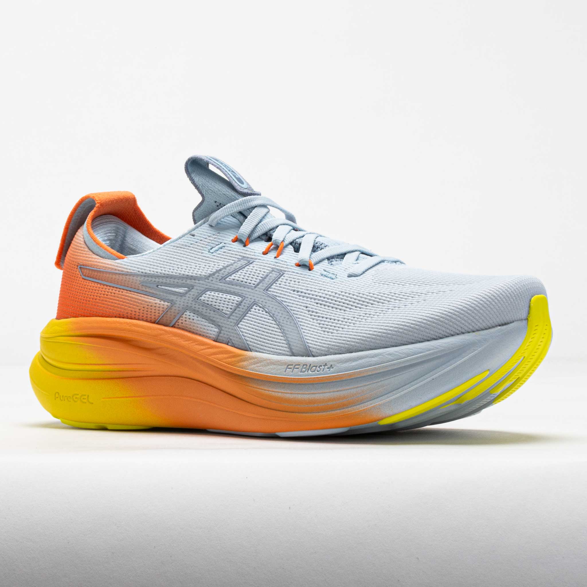 スージー ASICS GEL-Nimbus 28 Men's Sunny Sizzle Sky/Sun Peach – Holabird Sports