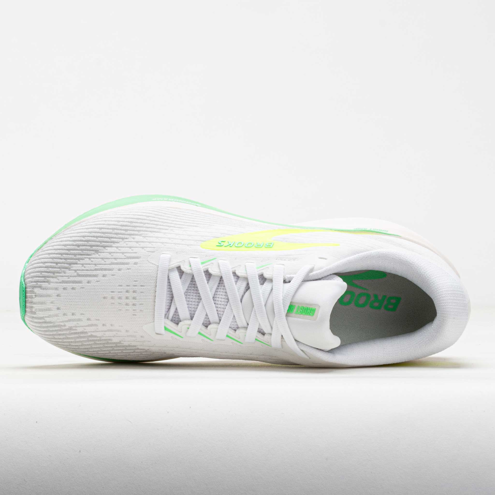 Brooks Ghost Amp Men's White/Paradise Green/Nightlife – Holabird