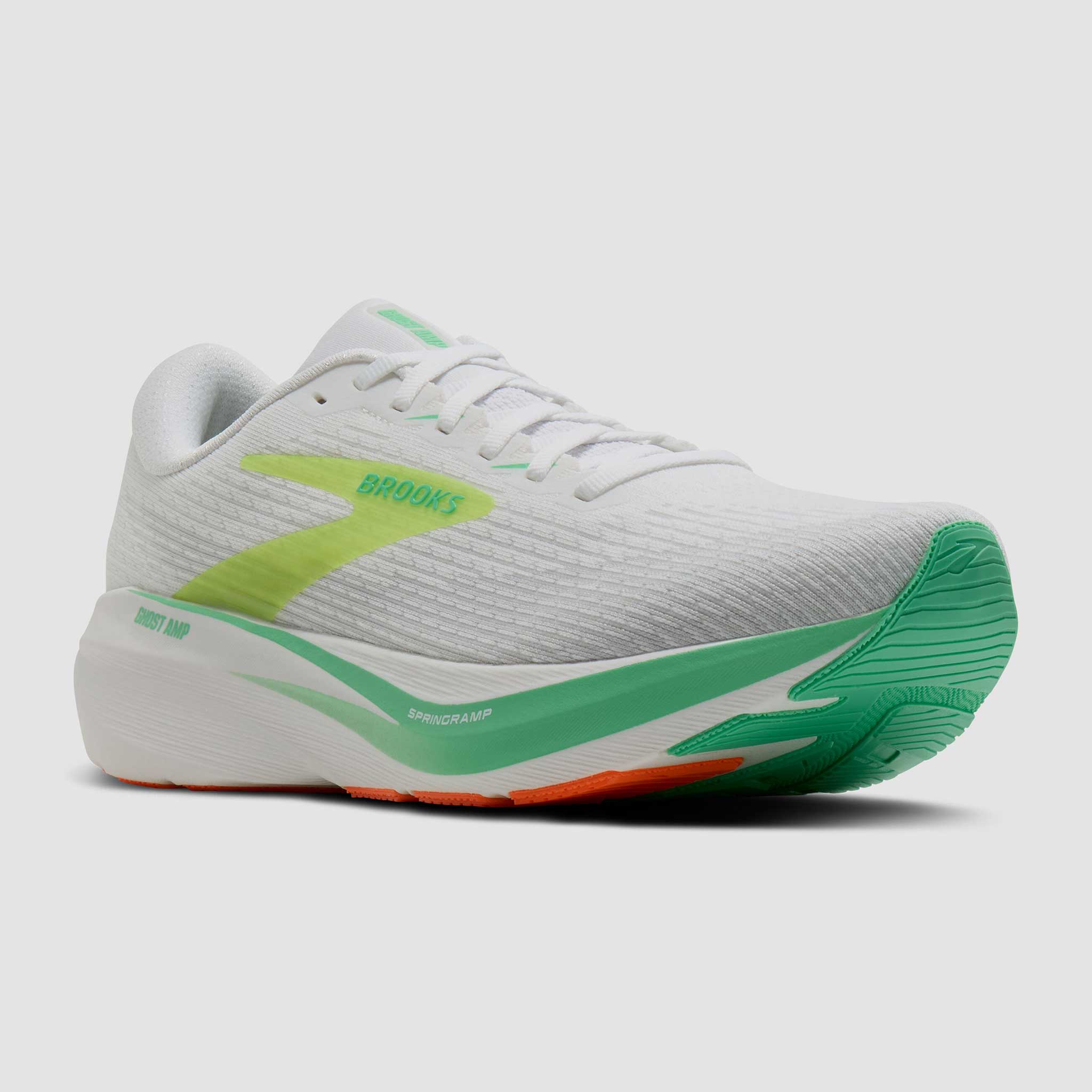 Brooks Ghost Amp Men's White/Paradise Green/Nightlife
