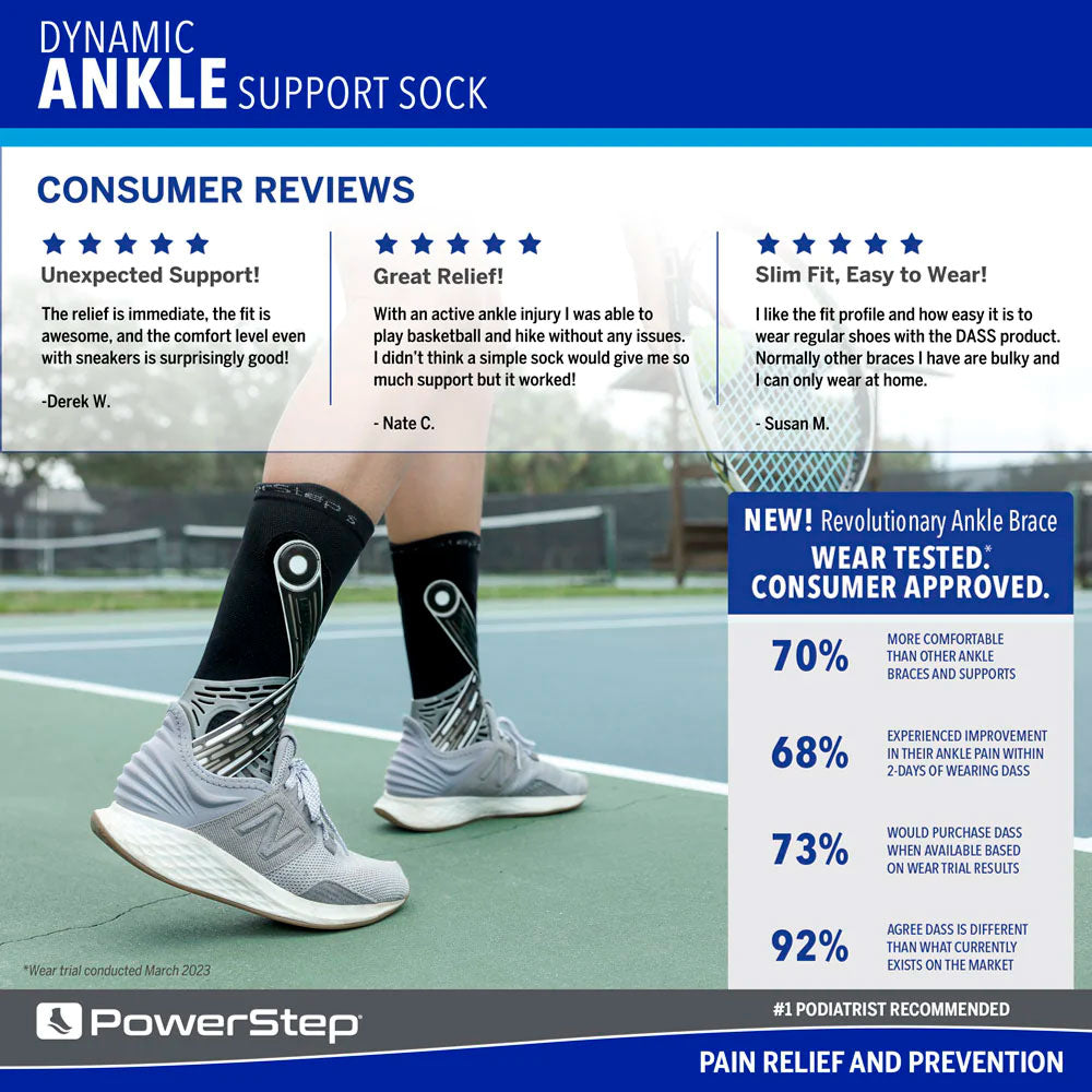 Powerstep Dynamic Ankle Support Sock Left