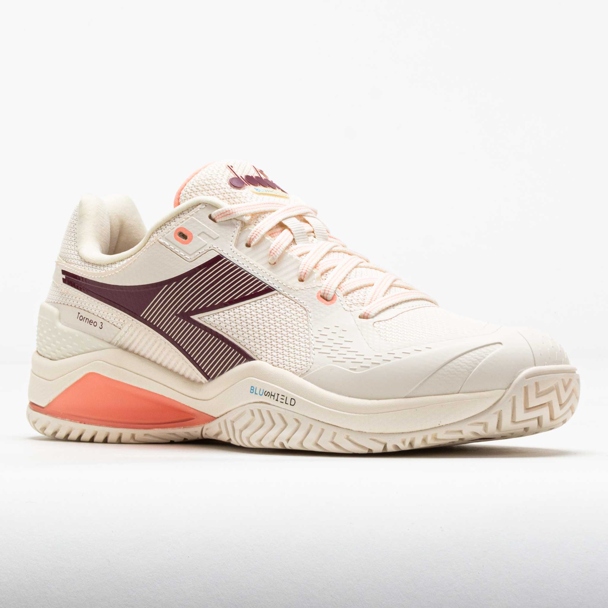 Diadora Blushield Torneo 3 AG Women's White/Maroon/Desert Flower