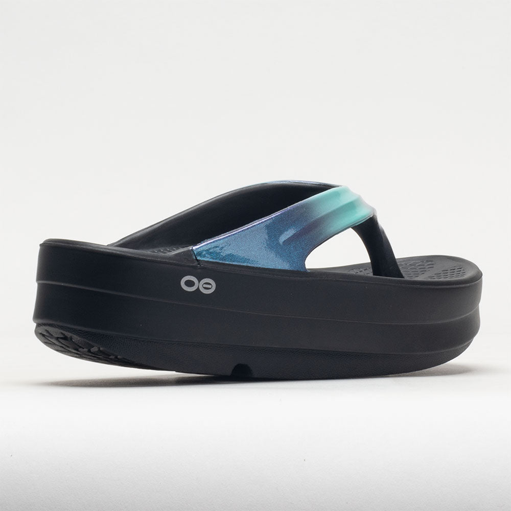 Women's OOmega OOahh Stacked Sandal - Black Sparkle – OOFOS
